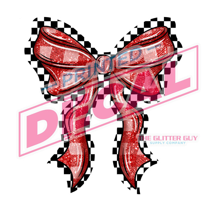 Printed Decal - Red Checkered Bow