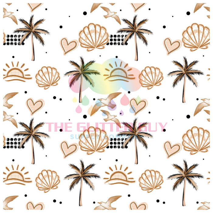 Printed Vinyl - Sun Sea Sand Shells