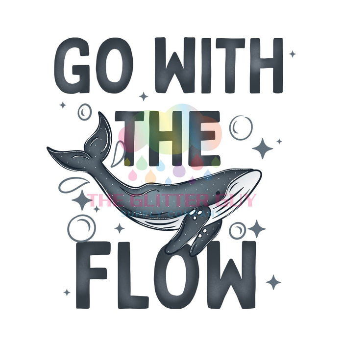 Printed Decal - Go With The Flow Whale