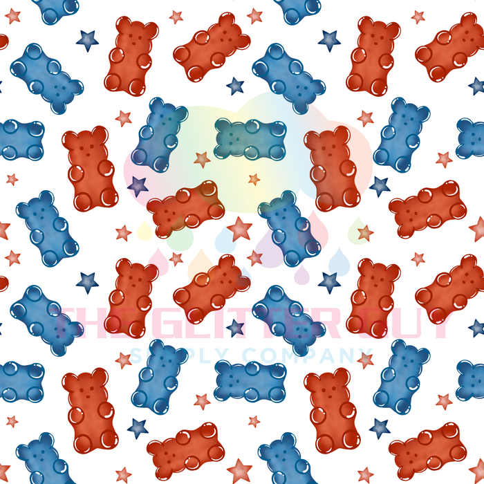 Printed Vinyl - Red & Blue Bears