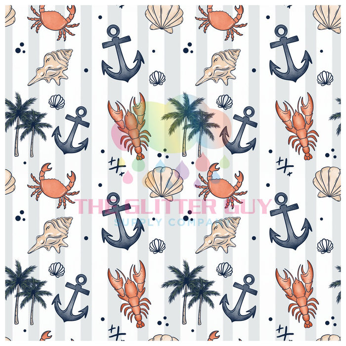 Printed Vinyl - Lobster Striped