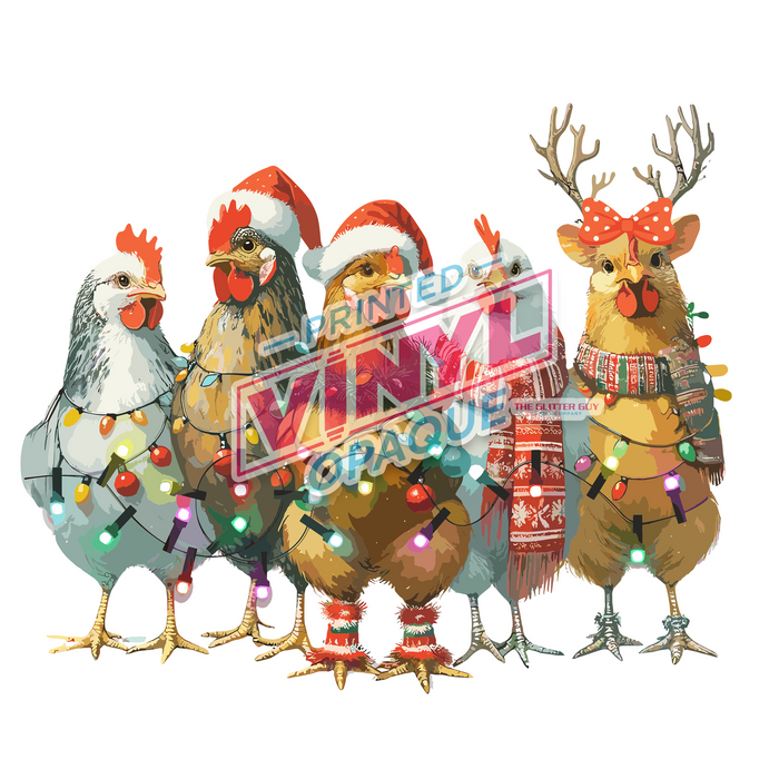 Printed Decal - Holiday Chickens