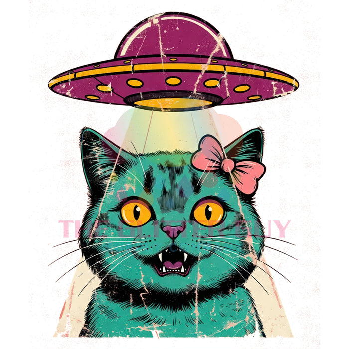 Printed Decal - Alien Abduction Cat #63