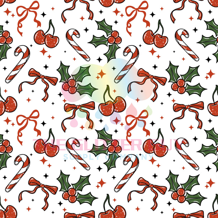 Printed Vinyl - Holly Jolly Cherries 066