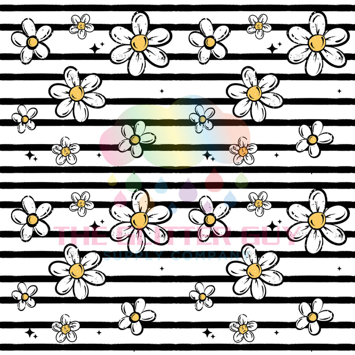 Printed Vinyl - Flower Stripe