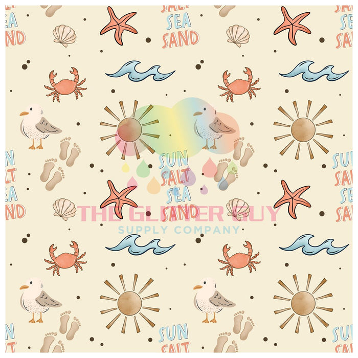 Printed Vinyl -Sun Salt Sea Sand