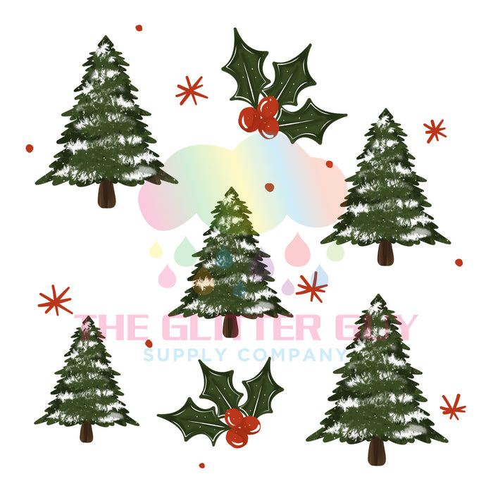Printed Decal - Christmas Trees No Stripes