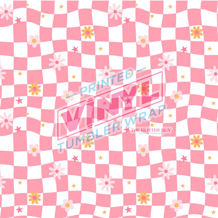 Printed Vinyl - Pink Groovy Checkered