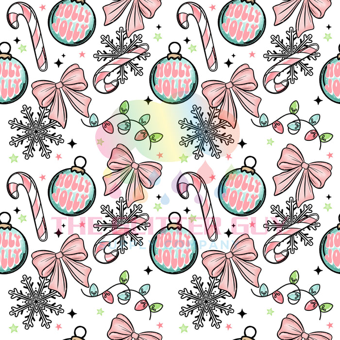 Printed Vinyl - Pink Ornaments & Bows 104