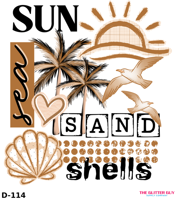 Printed Decal - Sun Sea Sand Shells