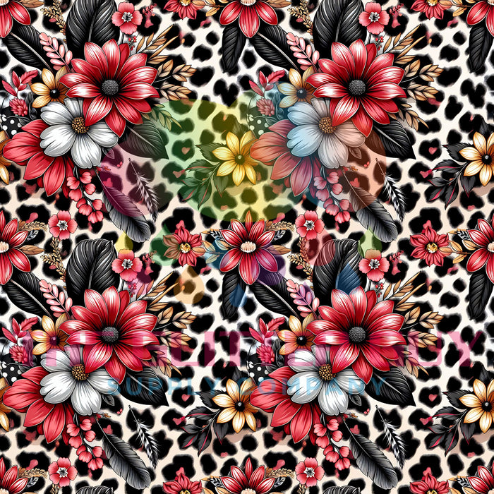 Printed Vinyl - Leopard Flowers