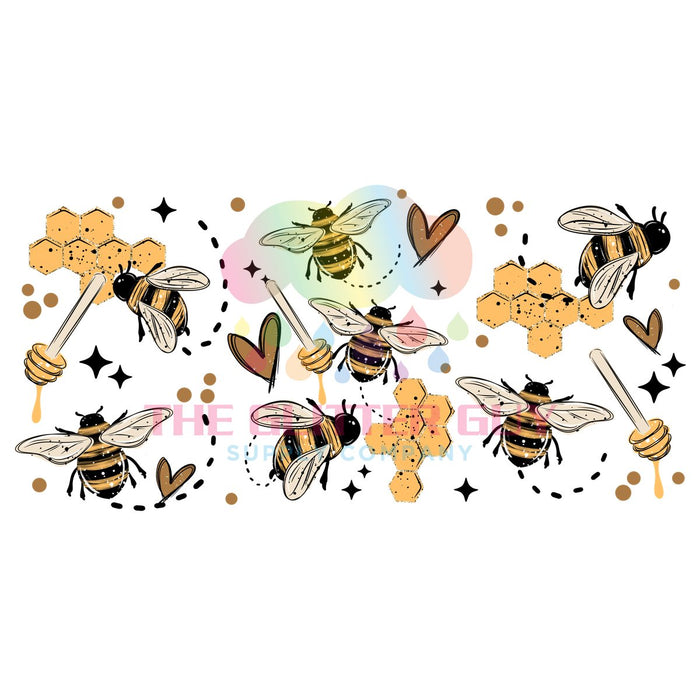 Libbey Can Wrap 16oz -  Ink Transfers | Bees and Honey