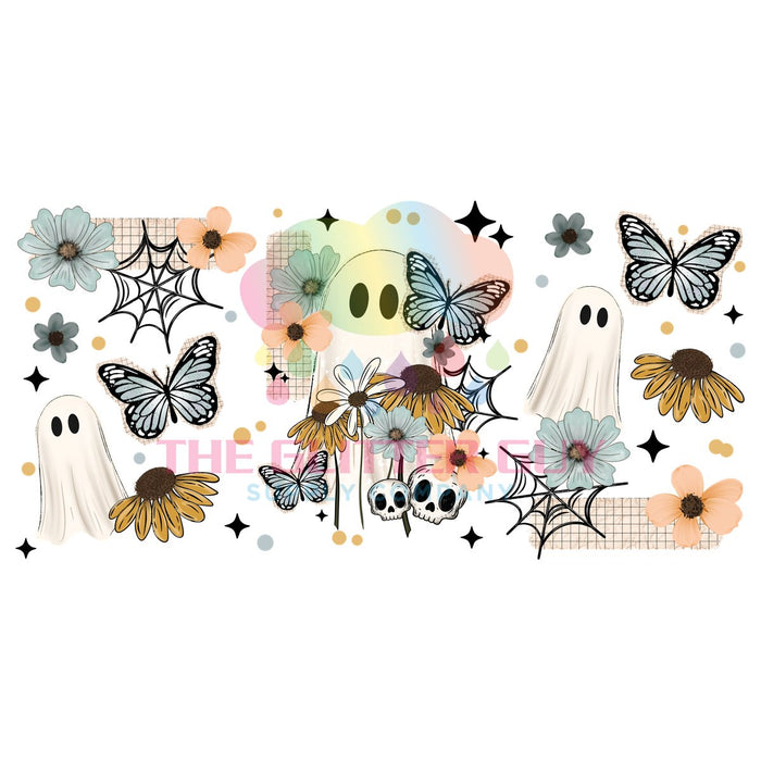 Libbey Can Wrap 16oz -  Ink Transfers | Floral Ghost