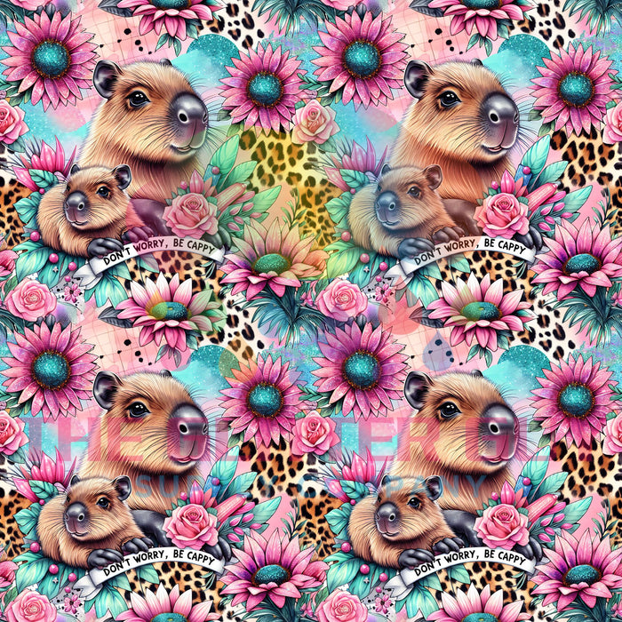 Printed Vinyl - Floral Capybara