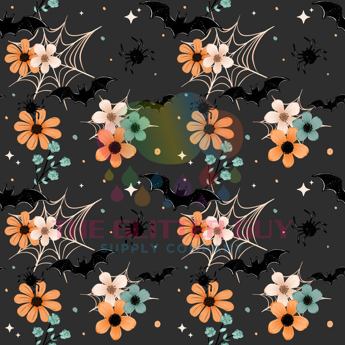 Printed Vinyl - Bat & Spider Florals