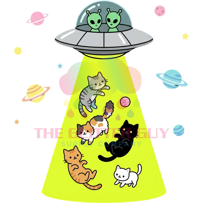 Printed Decal - Alien Cat Abduction Galaxy #170