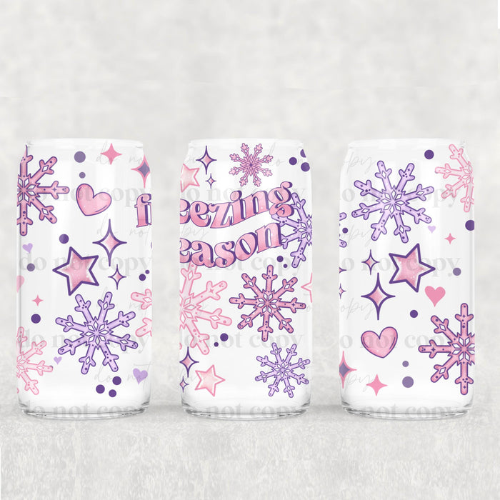 Libbey Can Wrap 16oz -  Ink Transfers | Freezing Season Snowflakes