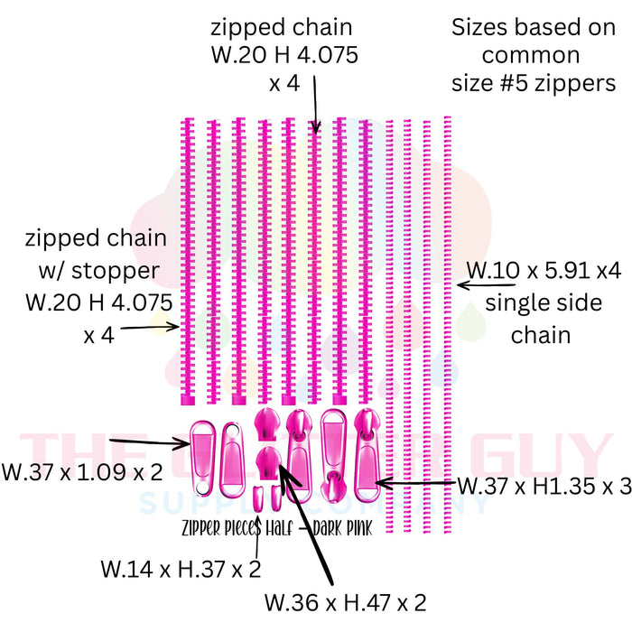 Premade Gang Sheet - Silver Zipper Pieces