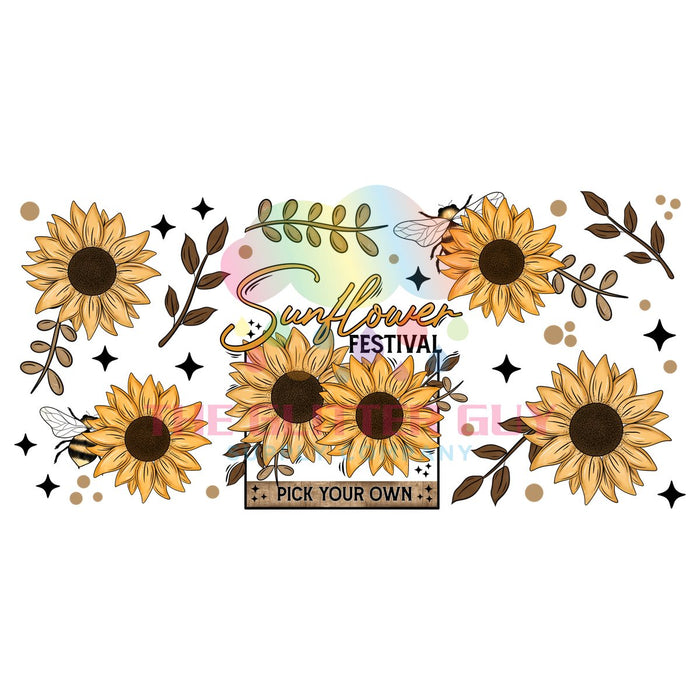Libbey Can Wrap 16oz -  Ink Transfers | Sunflower Fest