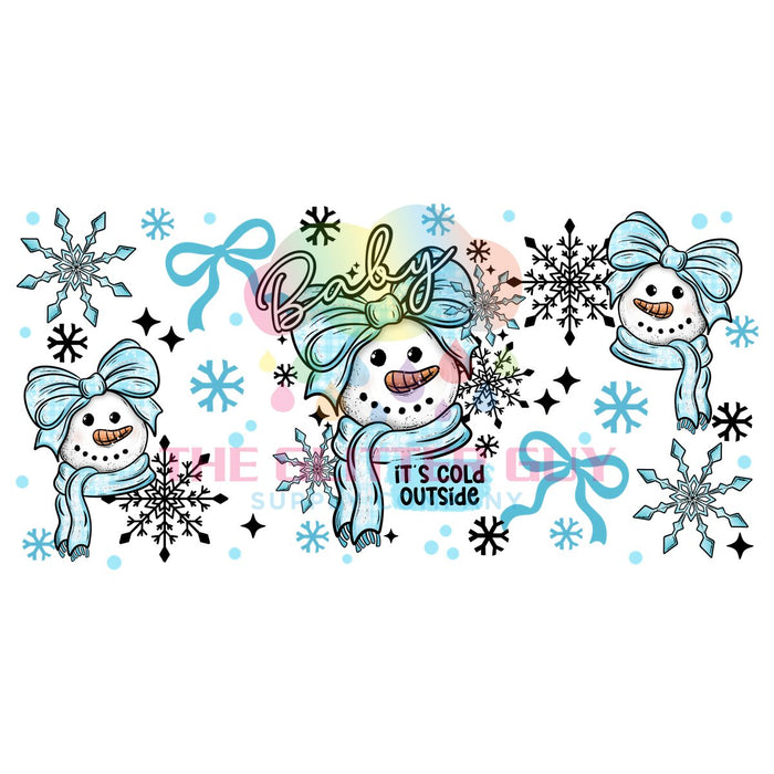 Libbey Can Wrap 16oz -  Ink Transfers | Baby Its Cold Outside Blue