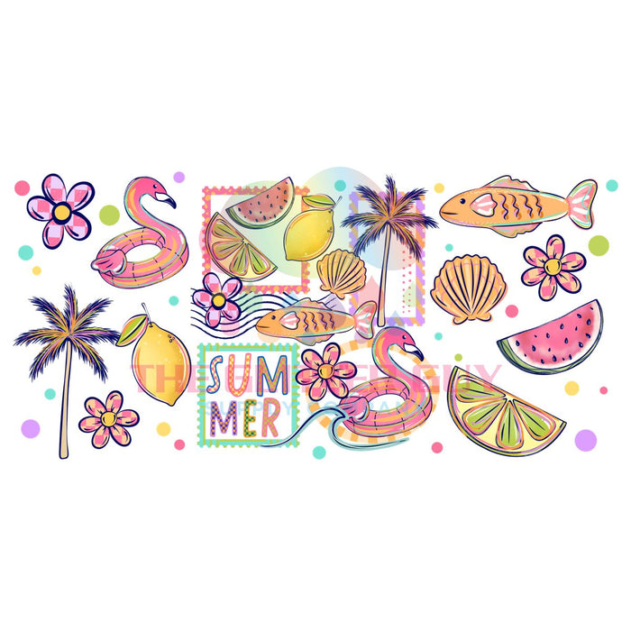 Libbey Can Wrap 16oz -  Ink Transfers | Summer Stamp Collage