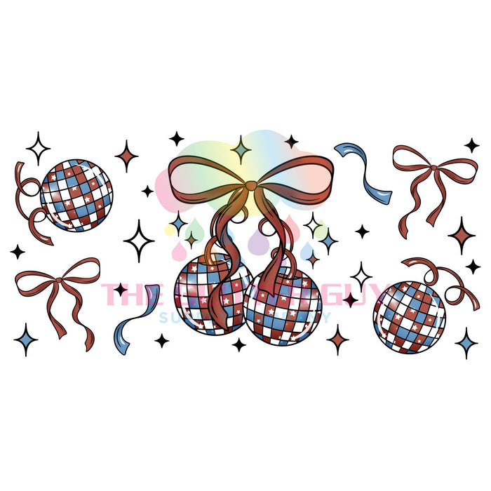 Libbey Can Wrap 16oz -  Ink Transfers | Red White Blue Coquette