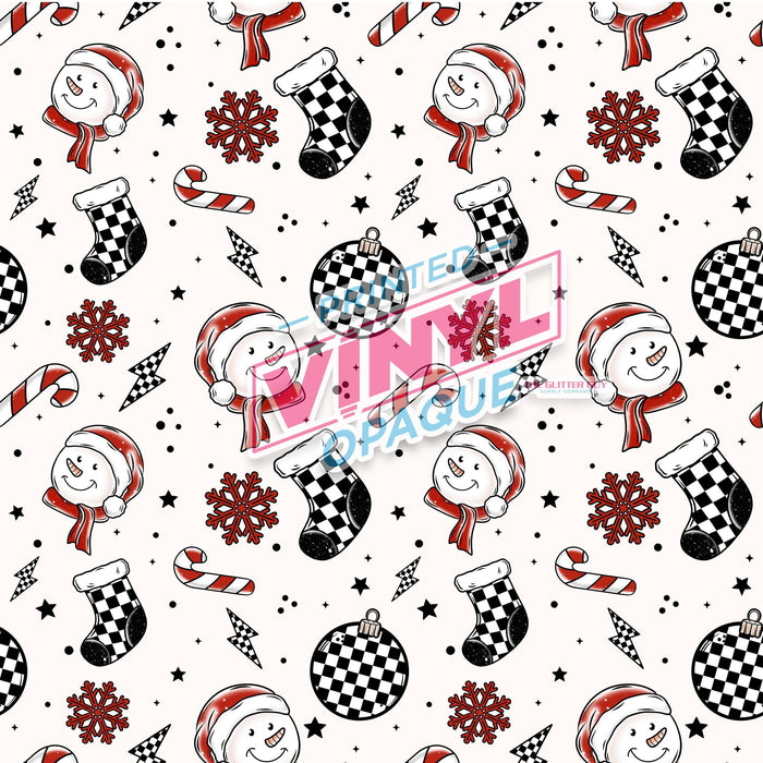 Printed Vinyl - Checkered Christmas