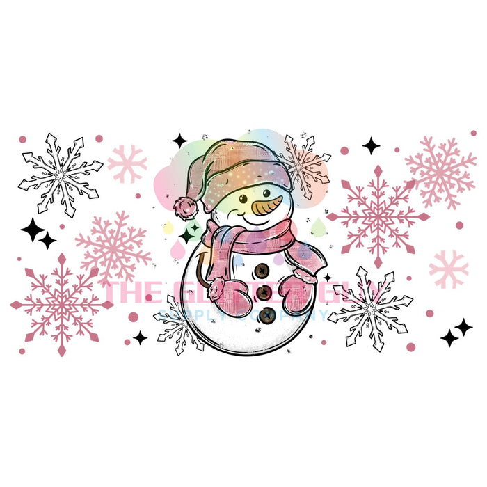 Libbey Can Wrap 16oz -  Ink Transfers | Pink Snowman
