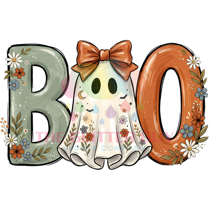Printed Decal - Boo Floral Ghost #279
