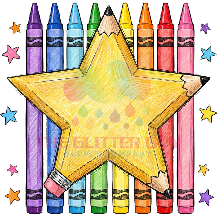 Printed Decal - Crayon Star Teacher #288