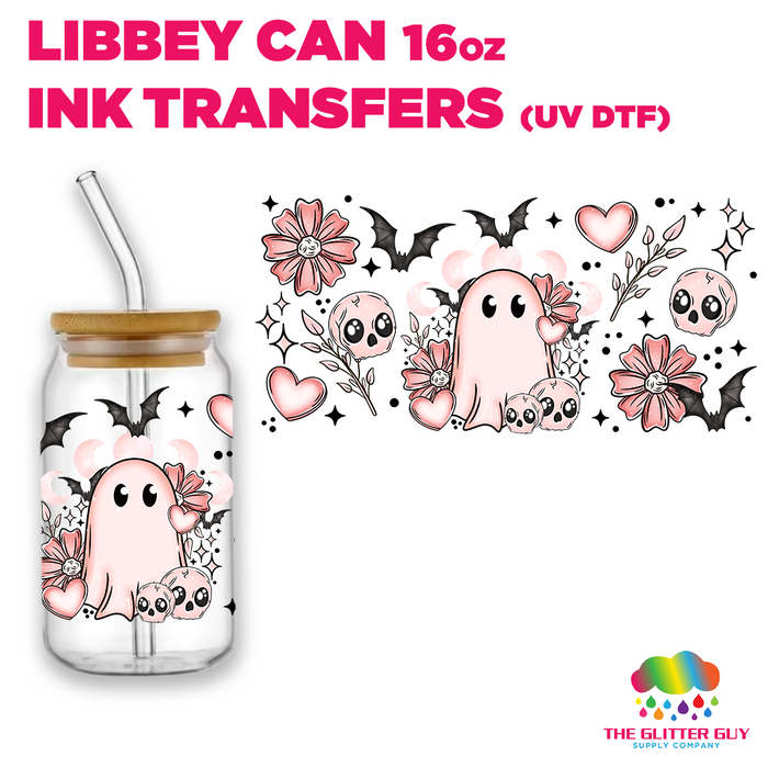 Libbey Can Wrap 16oz -  Ink Transfers | Pink Ghostie