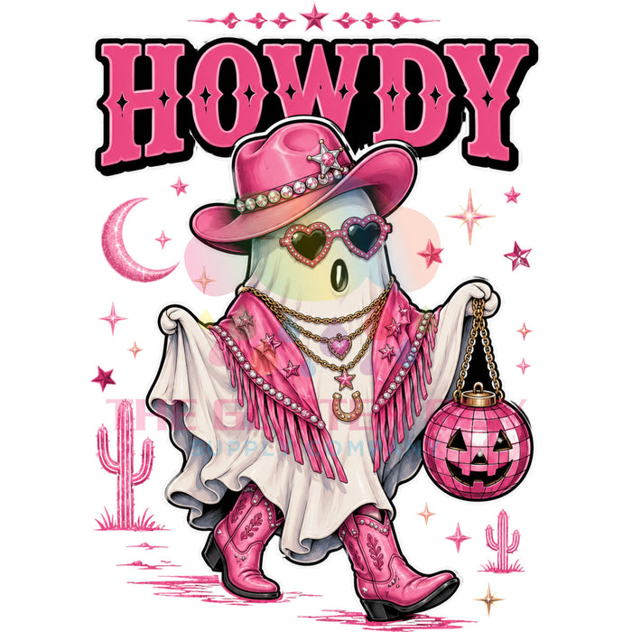 Printed Decal - Howdy Pink Cowgirl Ghost #301