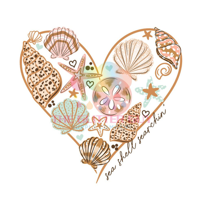 Printed Decal - Seashells Heart