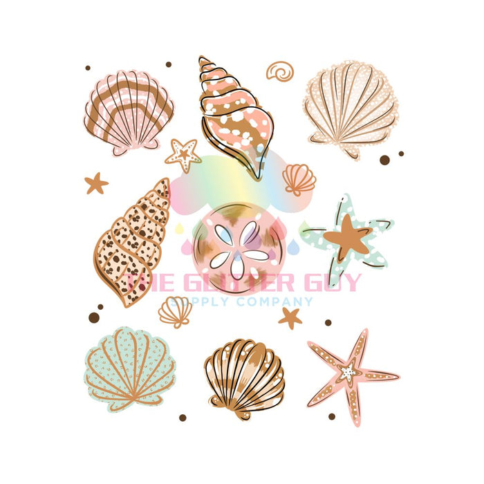 Printed Decal - Seashells Grid