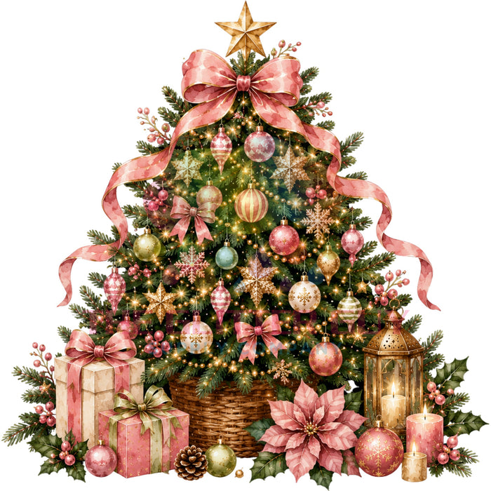 Printed Decal - Pink Coquette Christmas Tree Gifts #314