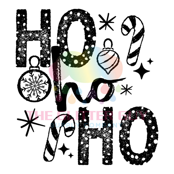 Printed Decal - Ho Ho Ho Black