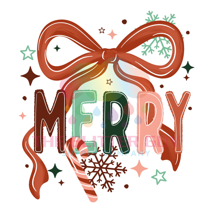Printed Decal - Merry Bow