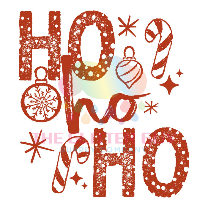Printed Decal - Ho Ho Ho Red