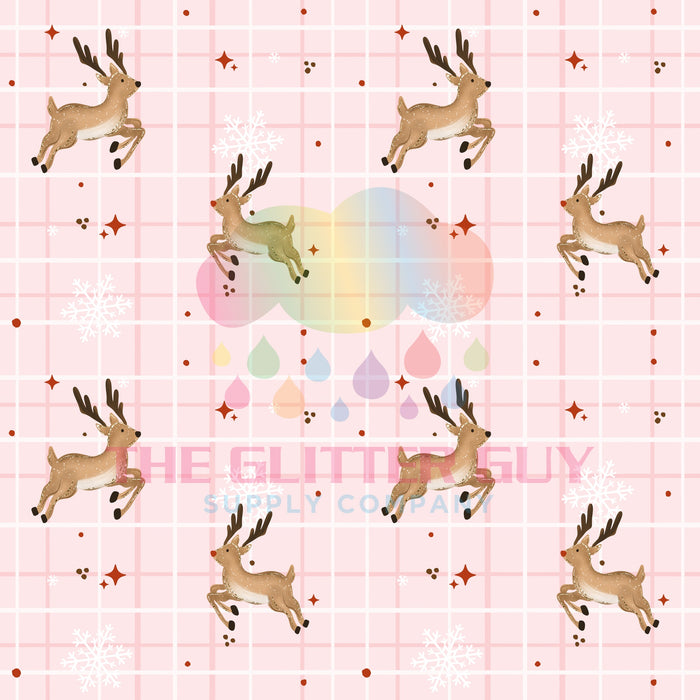 Printed Vinyl - Pink Reindeer