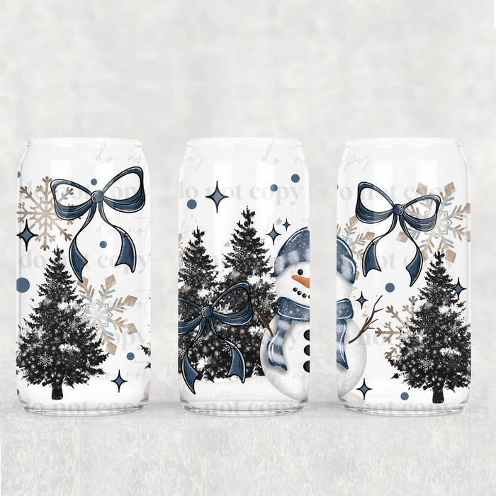 Libbey Can Wrap 16oz -  Ink Transfers | Snowman Bows