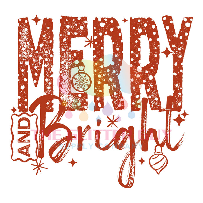 Printed Decal - Merry & Bright Red