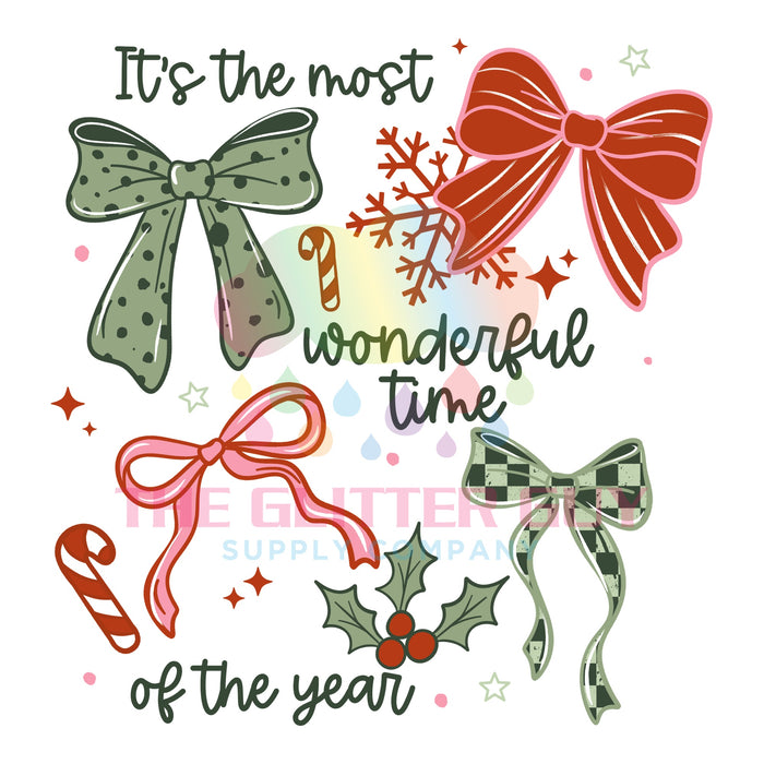 Printed Decal - Most Wonderful Time Bows