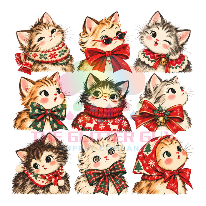 Printed Decal - Vintage Holiday Kittens