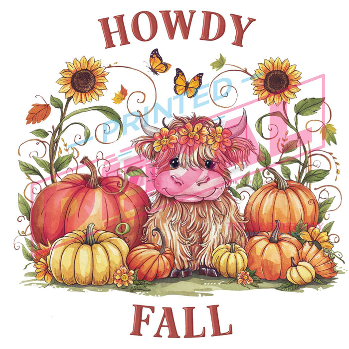 Printed Decal - Howdy Fall Cute Cow