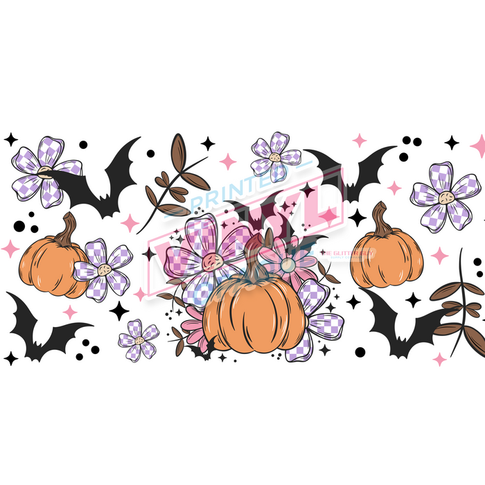 Libbey Can Wrap 16oz -  Ink Transfers | Bats And Pumpkins