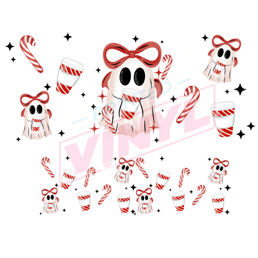 40 oz Tumbler Wrap - UVDTF Ink Transfers - Candy Cane Ghost | UVDTF from The Glitter Guy