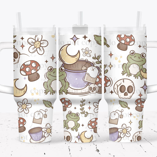 40 oz Tumbler Wrap - UVDTF Ink Transfers - Cottagecore Spring Frogs | UVDTF from The Glitter Guy