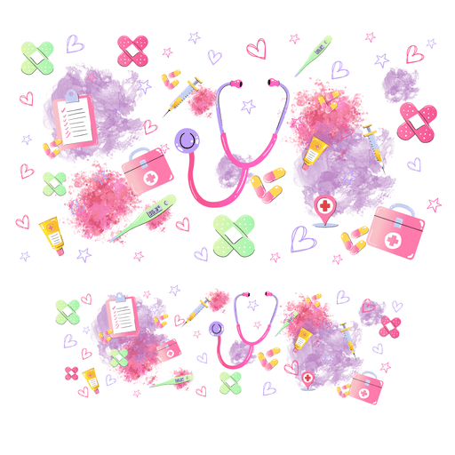 40 oz Tumbler Wrap - UVDTF Ink Transfers - Girly Nurse Things | UVDTF from The Glitter Guy