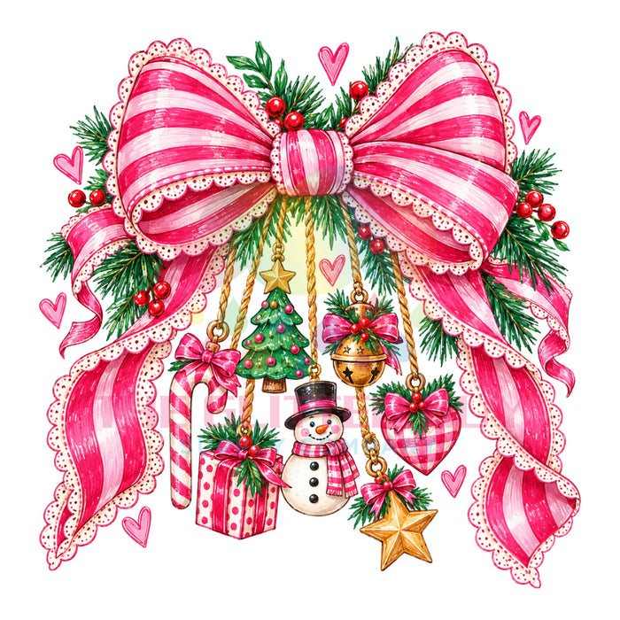 Printed Decal - Pink Dangle Bow