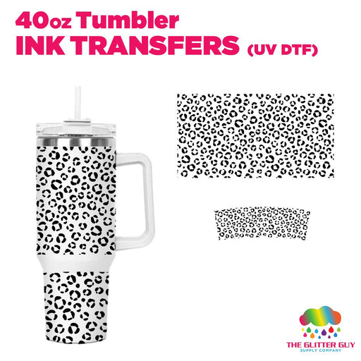 40oz Tumbler Wrap - Ink Transfers (UVDTF) - Black Leopard | UVDTF from The Glitter Guy
